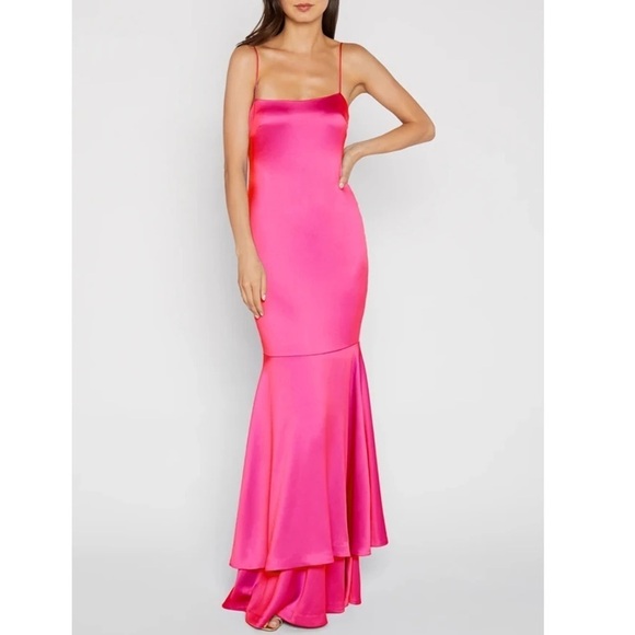 Likely / NWT Aurora Trumpet tiered  Gown in fuchsia pink - Picture 3 of 7